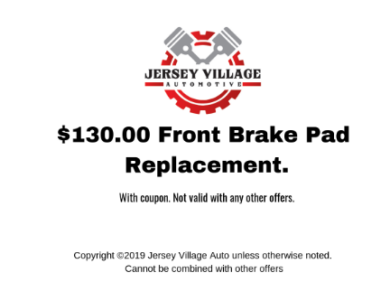 $179.99 Front Brake Pad Replacement
